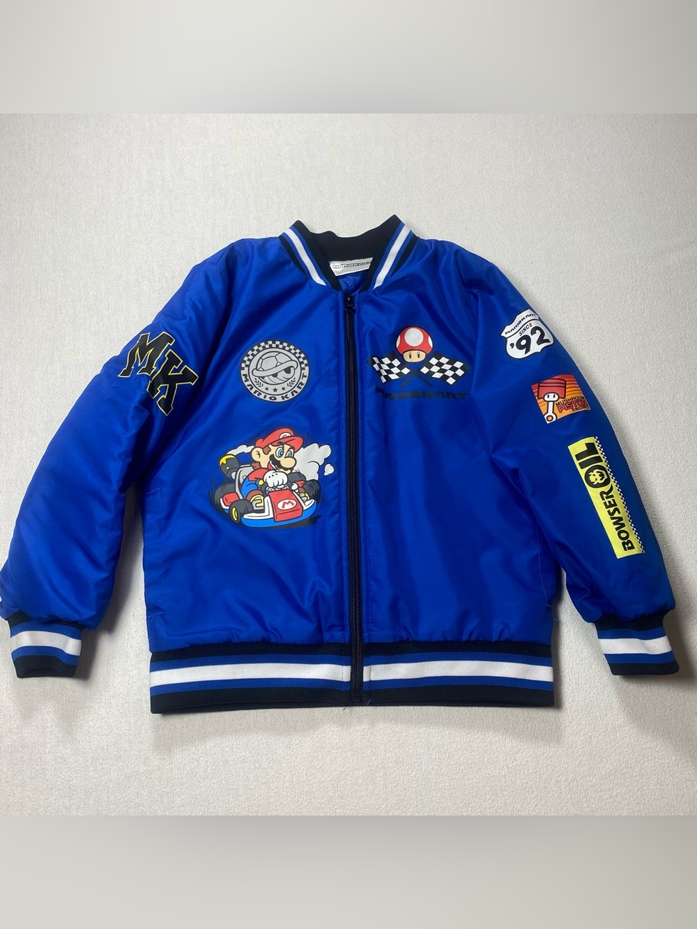 Nintendo Blue Mario Kart Patch Bomber Jacket